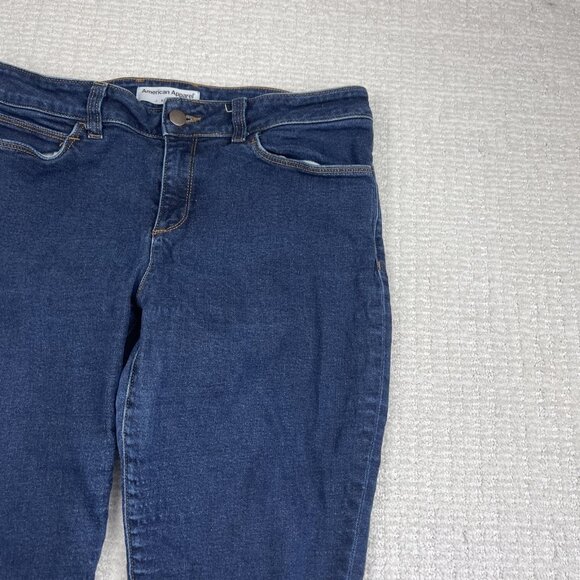 American Apparel Jeans Womens 32 Dark Blue Denim USA Made Skinny - Picture 7 of 16